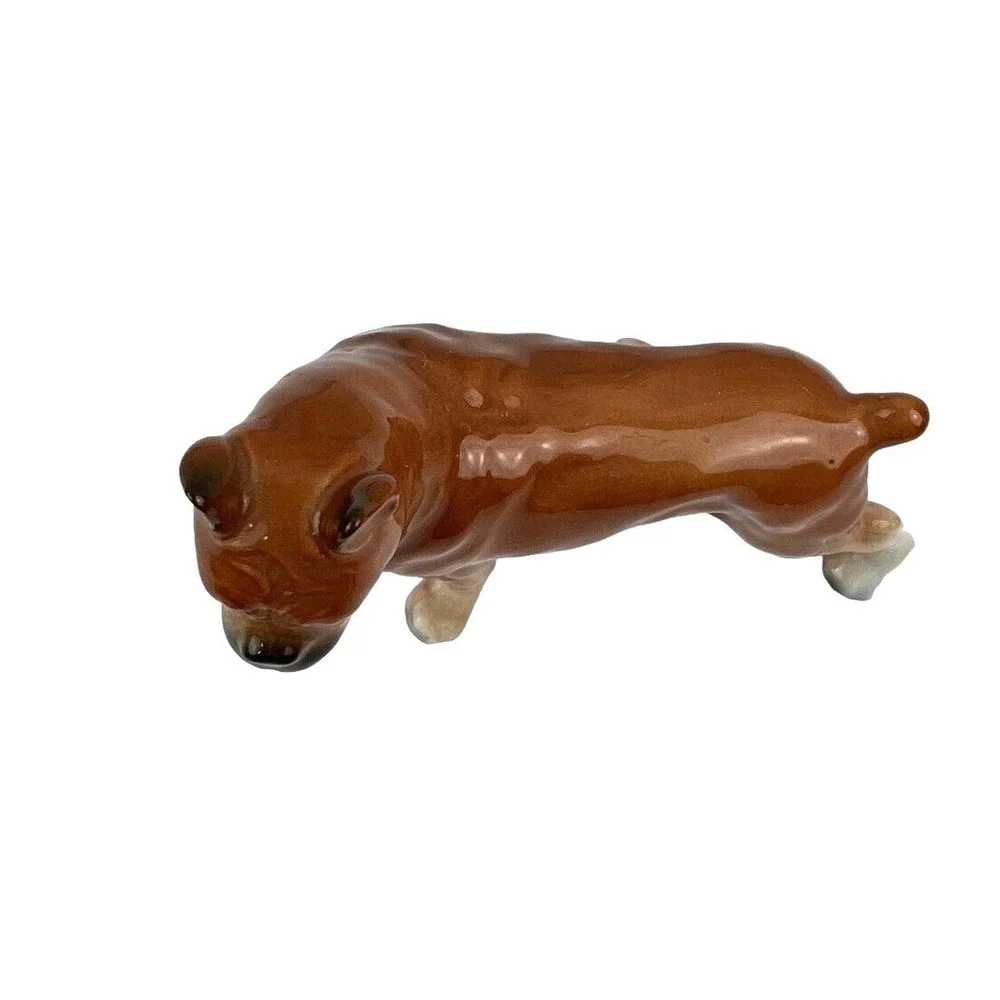 Vintage‎ Ceramic Champion Boxer Female Dog Brown Standing No Markings EUC